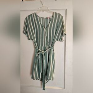 Striped Green and White Romper